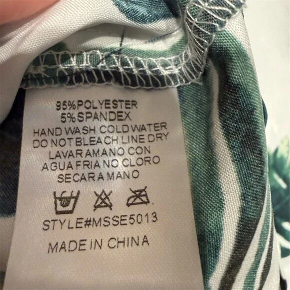 Mulla 2pc Outfit Set Womens small Multicolor Tropical Leaf Shirt wide leg Pants - Picture 8 of 8